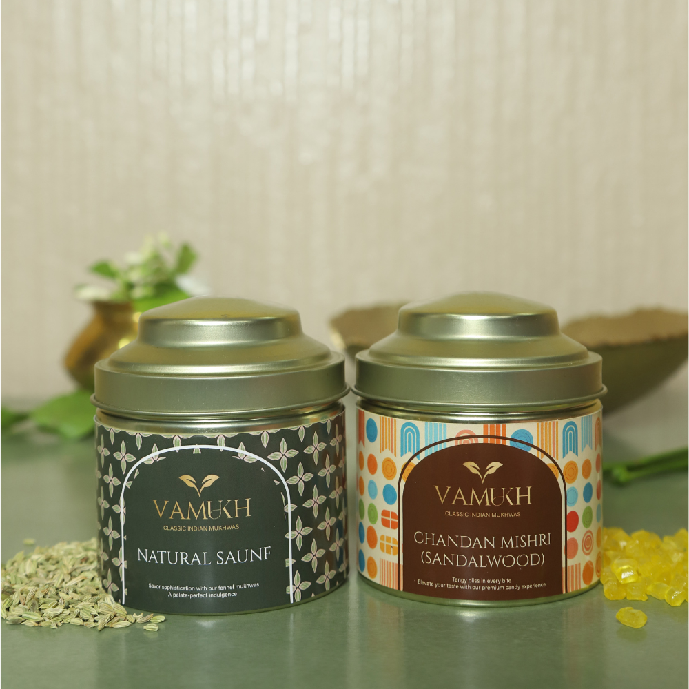 Chandan (Sandalwood) Mishri and Natural Saunf Vamukh : Classic Indian Mukhwas