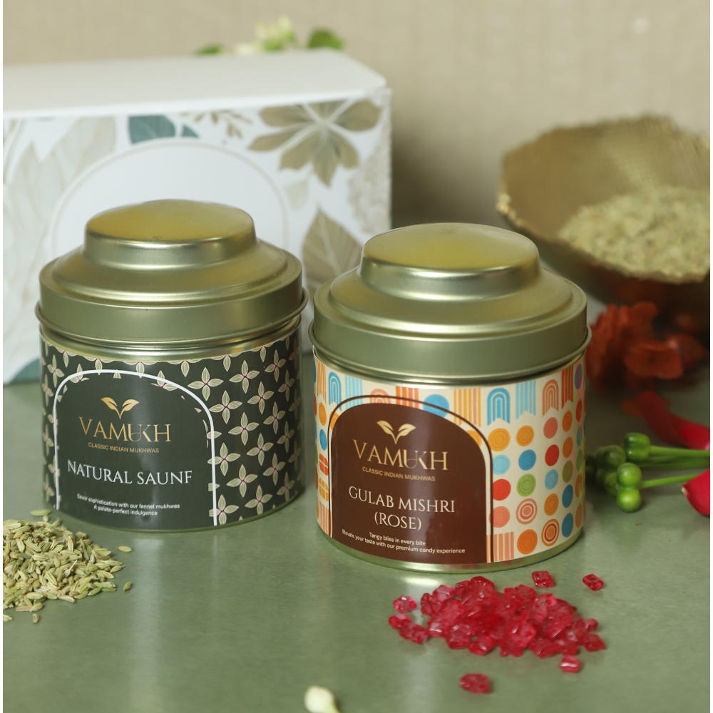 Gulab (Rose) Mishri and Natural Saunf Vamukh : Classic Indian Mukhwas